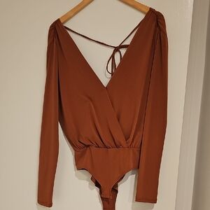 Rust Brown Long Sleeve Bodysuit